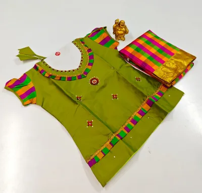 Princess Charm Embroidered Pattu Pavadai Set